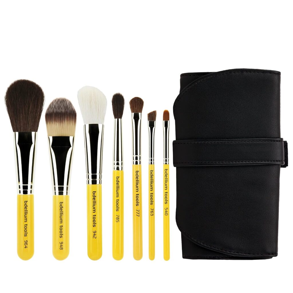 Bdellium Tools Travel Line cruelty-free vegan professional makeup brush set with roll-up pouch