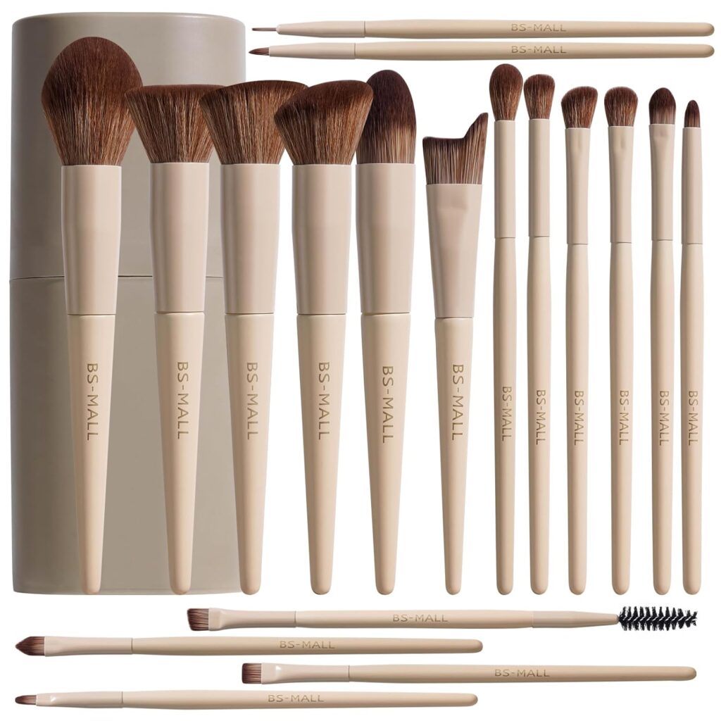 BS-MALL professional cruelty-free makeup brush set 18 pieces with travel case best seller
