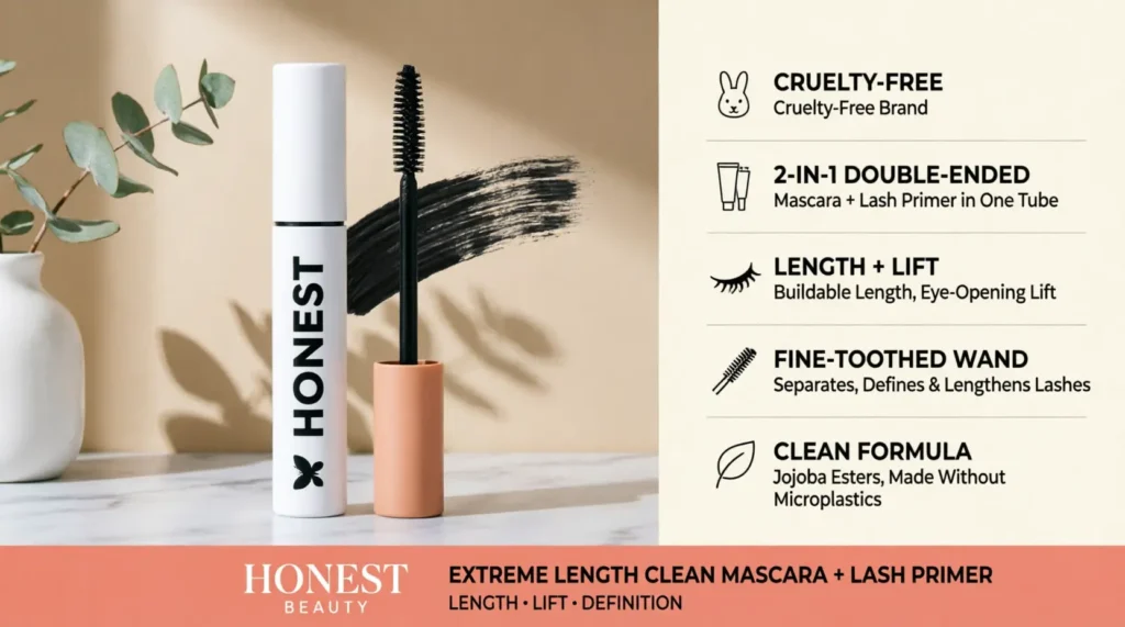 Honest Beauty Extreme Length Mascara + Primer: cruelty-free 2-in-1 length & lift.